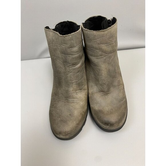 Sorel Gray Leather Wedge Ankle Boots Womens size 6 Zip Booties - Picture 10 of 11